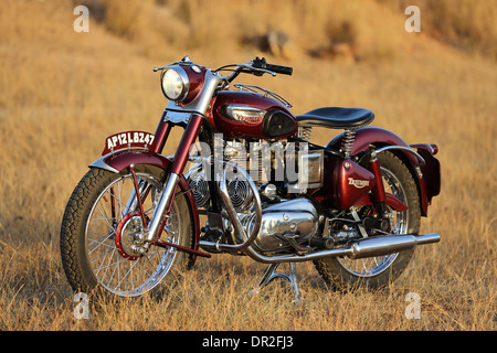 Vintage Royal Enfield Bullet with Triumph tank and mudguards from the 50's called a 'bitsa' Stock Photo