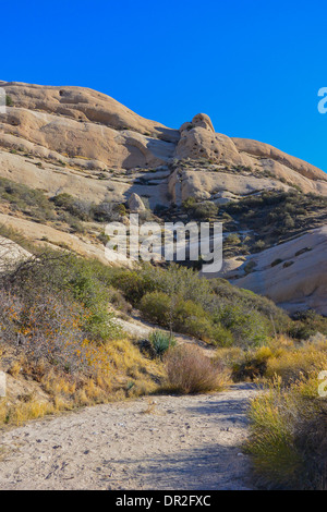 Mormon Rocks near Cajon Pass, between the San Bernardino Mountains and the San Gabriel Mountains in Southern California Stock Photo