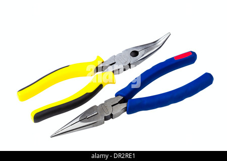 bent long nose pliers isolated on white background Stock Photo