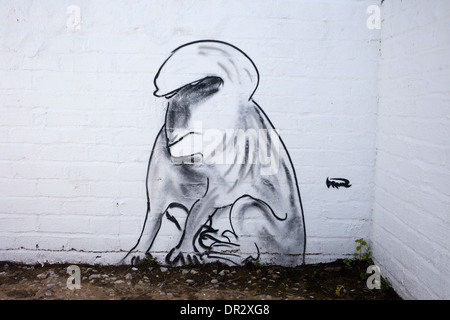 Graffiti of a macaque monkey in Gibraltar. Stock Photo