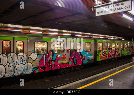 Subway train in Milan, Italy Stock Photo