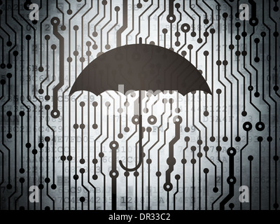 Protection concept: circuit board with Umbrella Stock Photo