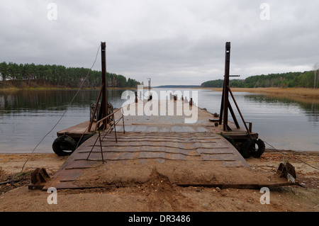 Abandoned pier on Seliger lake. Clichen island near Ostashkov, Tver region, Russia Stock Photo