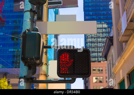 San Francisco downtown redlight on 1st street in California USA Stock Photo