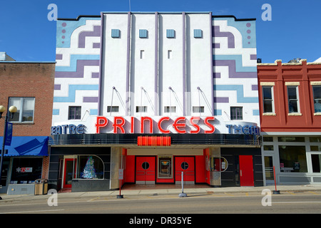 The historic Princess Theatre in Harriman, TN USA. 1930's Art Deco at its best. Photo by Darrell Young. Stock Photo