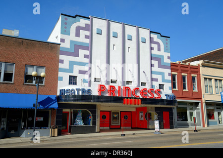 The historic Princess Theatre in Harriman, TN USA. 1930's Art Deco at its best. Photo by Darrell Young. Stock Photo