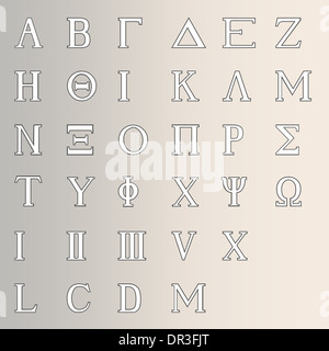 Greek Number Lettering The letters of the Greek alphabet with numbers in 3D Stock Photo - Alamy