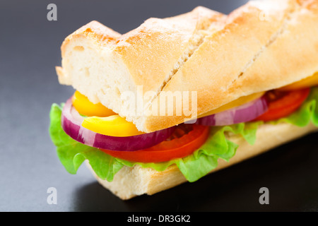 Vegetarian baguette sandwich Stock Photo