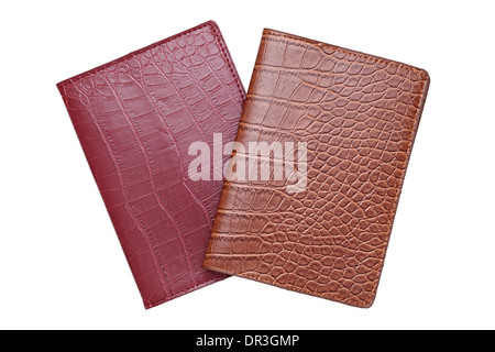 leather cover notebook isolated on white background Stock Photo
