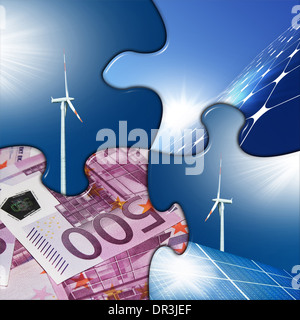 solar, generator, money, puzzle Stock Photo