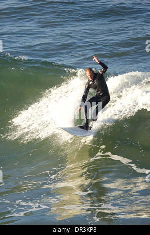 Weekend Surfing at Hermosa Beach, Los Angeles, California. Stock Photo