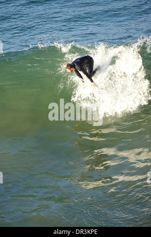 Weekend Surfing at Hermosa Beach, Los Angeles, California. Stock Photo