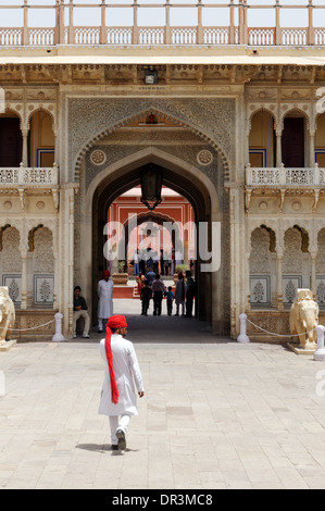 The entrance arch to Jaipur City Palace, Rajasthan, India Stock Photo