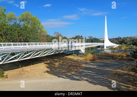 Sundial Bridge at Turtle Bay, a pedestrian and bicycle bridge over the Sacramento River in Redding, California Stock Photo