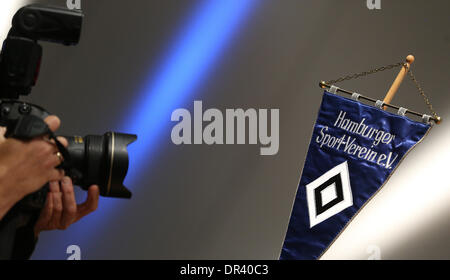 Hamburg, Germany. 19th Jan, 2014. A pennant of the football club pictured during a members' meeting of the Hamburger SV in Hamburg, Germany, 19 January 2014. Photo: Axel Heimken/dpa/Alamy Live News Stock Photo