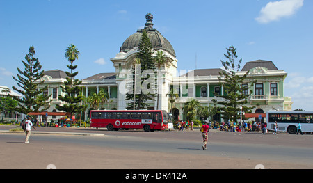 MAPUTO, MOZAMBIQUE - APRIL 29: Main railway statiion and bus terminal of Maputo, Mozambique on April 29, 2012. The station is central transport hub for the country and historical landmark of colonial period Stock Photo