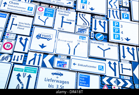 Collection of the swiss road signs Stock Photo