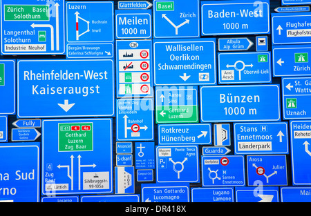 Collection of the swiss road signs Stock Photo