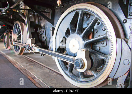 Fragment of the steam engine of the old train Stock Photo