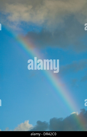 Rainbow over the North Shore of Oahu, Hawaii Stock Photo