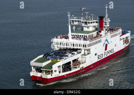 Looking down on the Red Funnel Southampton to Isle of Wight ferry underway Stock Photo