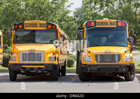 Parked US school buses - Pennsylvania USA Stock Photo