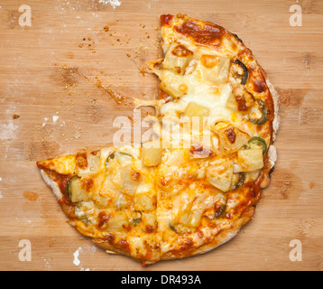 Cheese Pizza with slices eaten Stock Photo