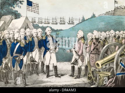 Surrender of Lord Cornwallis to General George Washington at Yorktown, Virginia 1781 Stock Photo