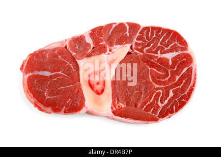 Fresh veal shank meat on white background, isolated Stock Photo