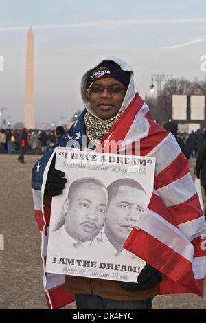 Jan 20, 2009 - Washington, District of Columbia, USA -  Inauguration Day Obama - Biden supporters on The National Mall for the Swearing In Ceremony  in Washington D.C and to be apart of the Historical Day to see the First African American President. (Credit Image: © Chaz Niell/Southcreek EMI/ZUMA Press) Stock Photo