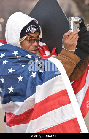 Jan 20, 2009 - Washington, District of Columbia, USA - Inauguration Day - Obama - Biden supporters on The National Mall for the Swearing In Ceremony  in Washington D.C and to be apart of the Historical Day to see the First African American President. (Credit Image: © Chaz Niell/Southcreek EMI/ZUMA Press) Stock Photo