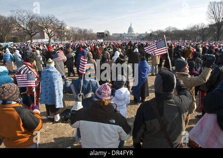 Jan 20, 2009 - Washington, District of Columbia, USA - Inauguration Day - Obama - Biden supporters on The National Mall for the Swearing In Ceremony  in Washington D.C and to be apart of the Historical Day to see the First African American President. (Credit Image: © Chaz Niell/Southcreek EMI/ZUMA Press) Stock Photo