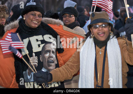 Jan 20, 2009 - Washington, District of Columbia, USA - Inauguration Day - Obama - Biden supporters on The National Mall for the Swearing In Ceremony  in Washington D.C and to be apart of the Historical Day to see the First African American President. (Credit Image: © Chaz Niell/Southcreek EMI/ZUMA Press) Stock Photo