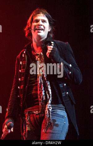 Mar 12, 2009 - Toronto, Ontario, Canada - AUSTIN WINKLER, lead singer of HINDER performs live with the band at the Sound Academy at the Canadian Music Week in Toronto. (Credit Image: © Steve Dormer/Southcreek EMI/ZUMA Press) Stock Photo