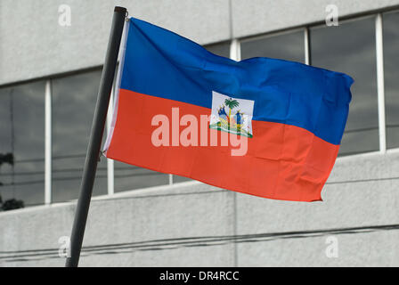Apr 30, 2009 - Port au Prince, Haiti - The Haitian national flag flies above the Delmas section of Port au Prince. (Credit Image: © David Snyder/ZUMA Press) Stock Photo