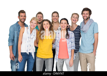 Portrait of casual cheerful people over white background Stock Photo