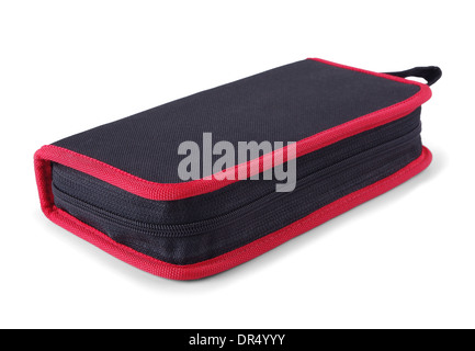 Black red tool case on a white background Stock Photo
