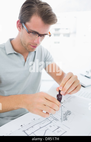 Man using compass on design Stock Photo