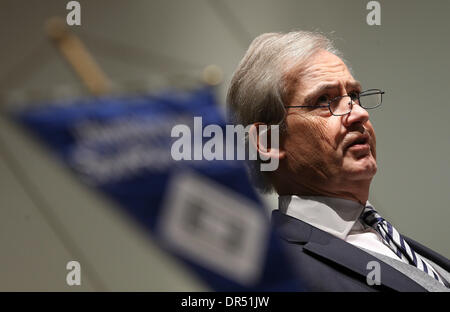 Hamburg, Germany. 19th Jan, 2014. The chairman of the HSV, Carl-Edgar Jarchow, speaks during the HSV member conference in the CCH in Hamburg, Germany, 19 January 2014. Photo: Axel Heimken/dpa/Alamy Live News Stock Photo