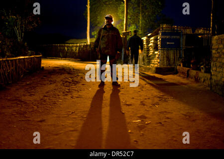 Dec 22, 2008 - Masisi, Democratic Republic of Congo - MONUC soldiers take their posts for the night at the UN base in Masisi, 88 km (55 miles) northwest of Goma, on Monday, December 22, 2008. (Credit Image: © T.J. Kirkpatrick/ZUMA Press) Stock Photo