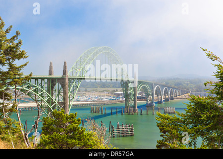 Yaquina Bay Bridge, Newport, Oregon, United States Stock Photo