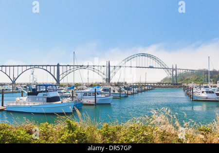 Yaquina Bay Bridge, Newport, Oregon, United States Stock Photo