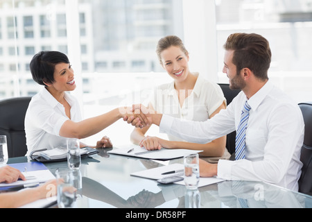 Executives shaking hands after a business meeting Stock Photo