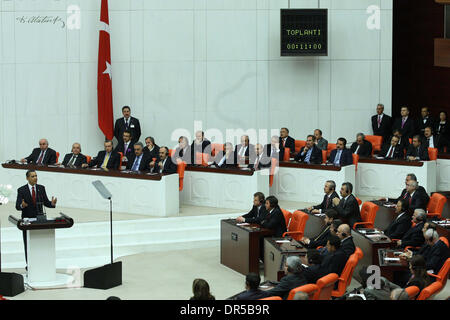 Apr 06, 2009 - Ankara, Turkey - President BARACK OBAMA addresses the general assembly at the Turkish Parliament building in Ankara, Turkey, Monday. (Credit Image: © Ferhat Uludaglar/ZUMA Press) Stock Photo