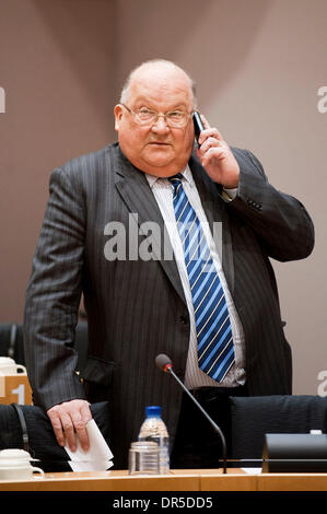 Feb 18, 2009 - Brussels, Belgium - Former Belgian Prime Minister now CEO of Dexia Bank JEAN-LUC DEHAENE during a conference on the future of soccer in Europe at the European Parliament (EP) in Brussels. Platini told the EP that unless his plan of capping transfer and wage spending was introduced, the European game could financially implode. (Credit Image: © Wiktor Dabkowski/ZUMA Pr Stock Photo