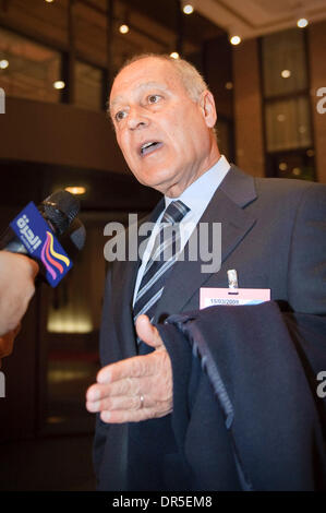 Mar 15, 2009 - Brussels, Belgium - Egyptian Foreign Minister AHMED ABOU ELGHEIT at the EU Ministerial troika meeting with Egypt, Jordan and the Palestinian Authority at European Council headquarters in Brussels, Belgium. Czech presidency called the working dinner to discuss  the current situation on the Palestinian territories and the role of Egypt in mediating the Middle East nego Stock Photo