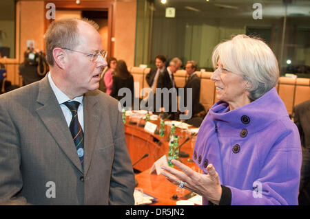 Jan 19, 2009 - Brussels, Belgium - German Finance Minister PEER STEINBRUECK (L) and French Minister for Economy CHRISTINE LAGARDE at the start of a Eurozone Finance ministers meeting in Brussel (Credit Image: © Wiktor Dabkowski/ZUMA Press)