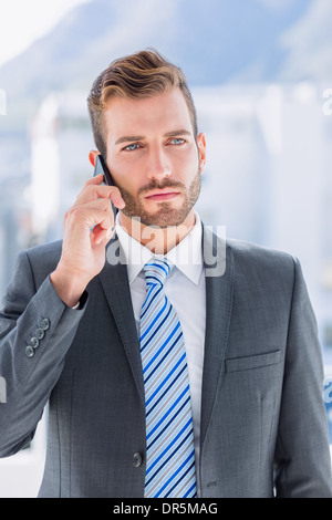 Handsome young businessman using mobile phone Stock Photo