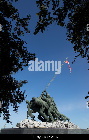 The original Iwo Jima Monument erected at the Merchant Marine Academy in Harlingen, Texas. Stock Photo