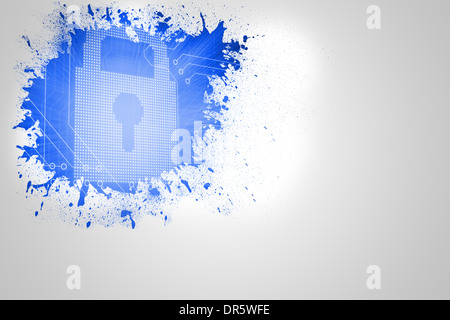 Splash on wall revealing digital lock Stock Photo
